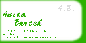 anita bartek business card